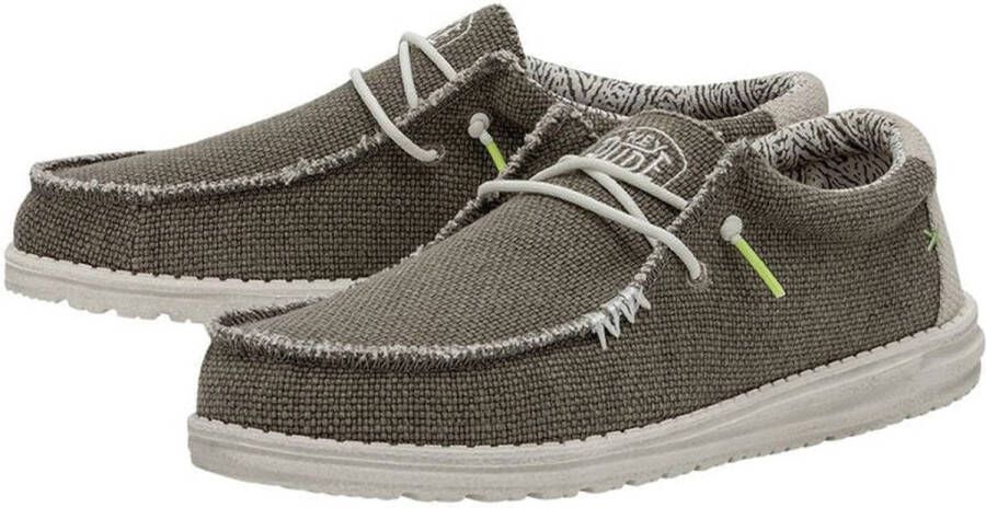 HEYDUDE Wally Braided Instappers groen Canvas