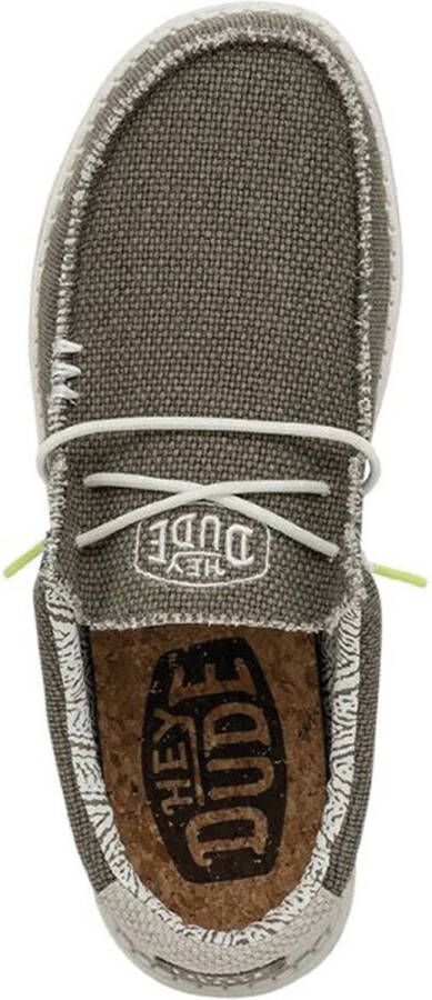 HEYDUDE Wally Braided Instappers groen Canvas
