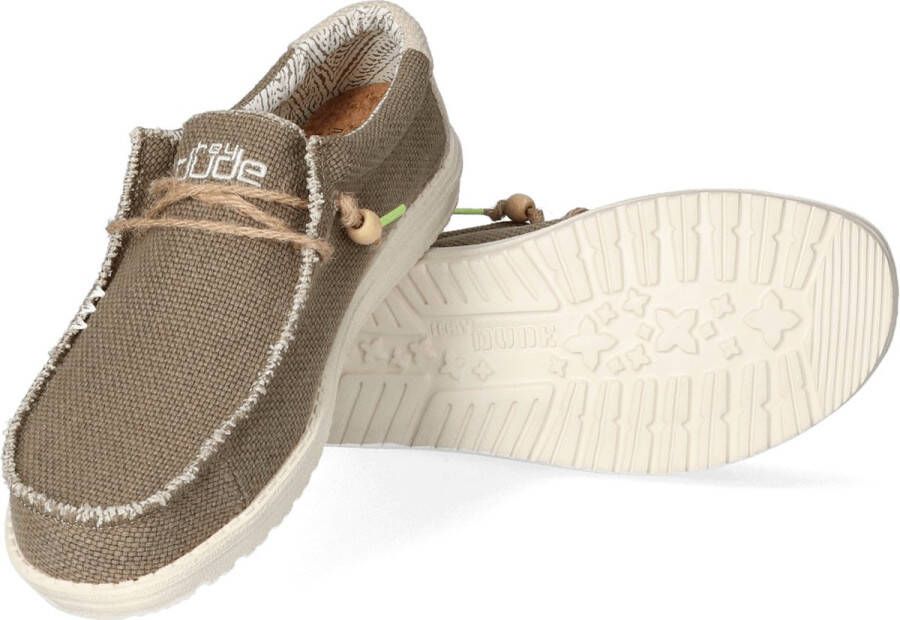 HEYDUDE Wally Braided Instappers groen Canvas