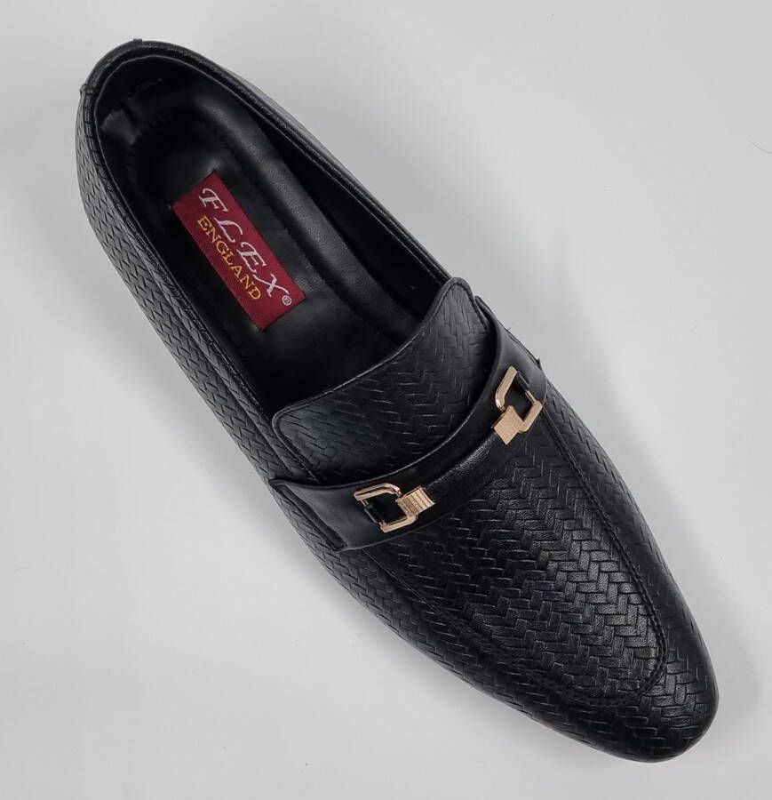 Hitman Schoenen FLEX Heren Instappers Zwart Echt Leer