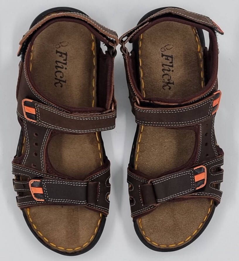 Hitman Schoenen FLICK Heren Sandalen Wandelsandalen Echt Leer Bruin