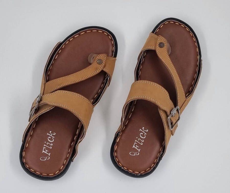 Hitman Schoenen FLICK Heren Slippers Heren Teenslippers Echt Leer Crème