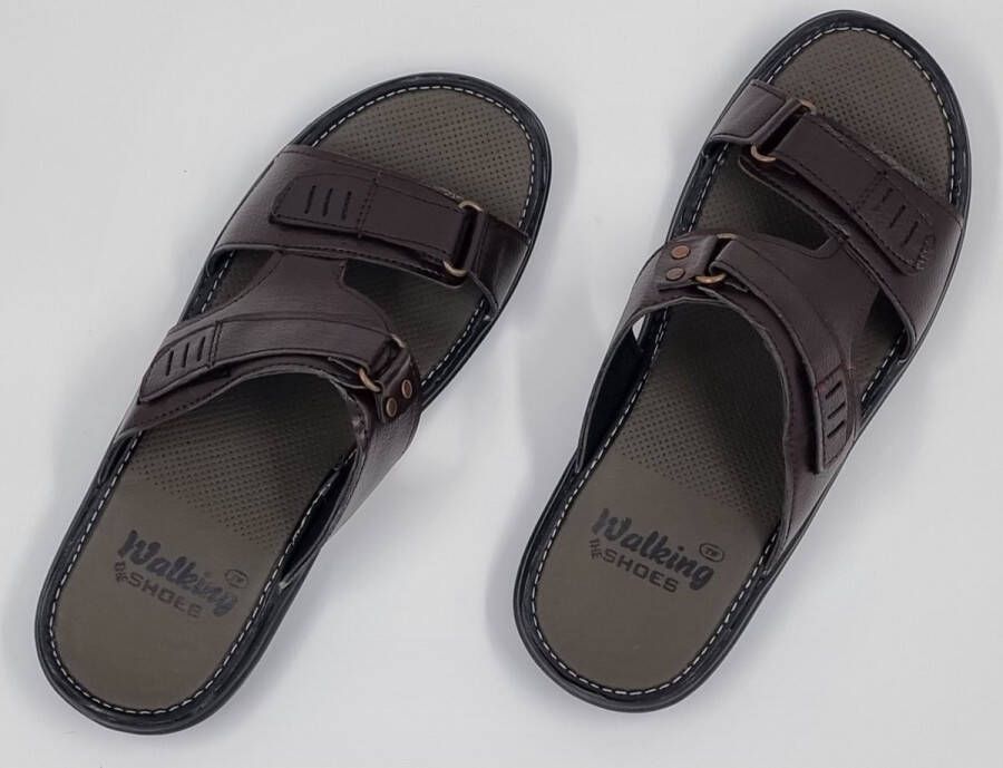 Hitman Schoenen WALKING Heren Slippers Verstelbare Slippers Bruin