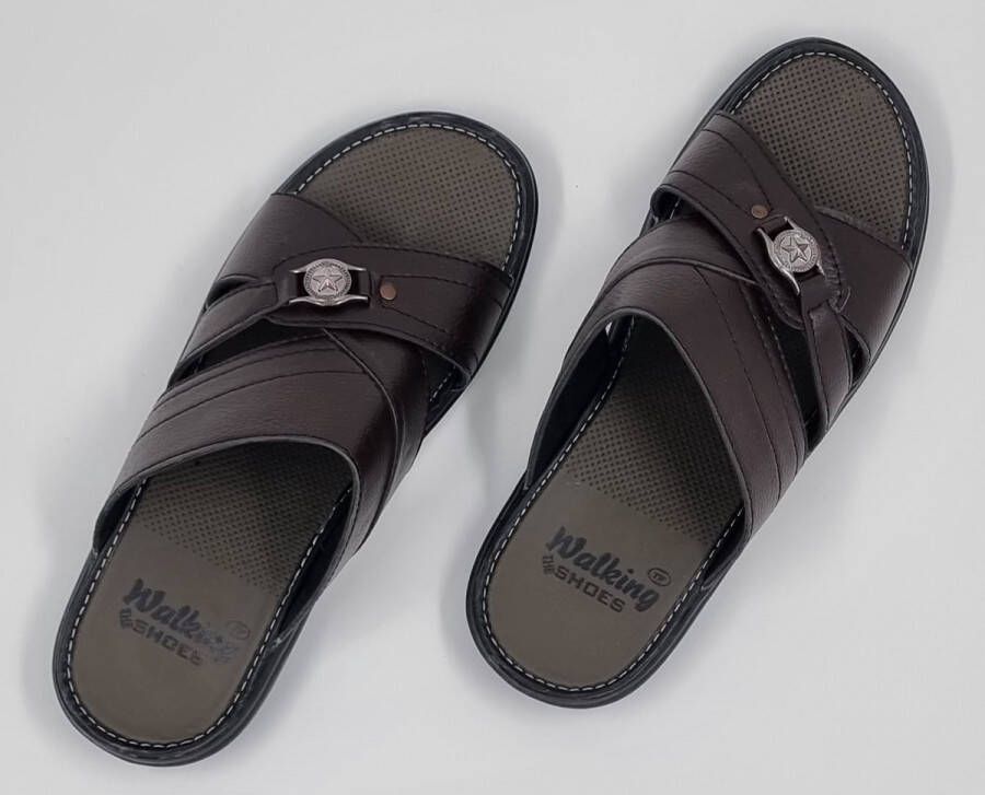 Hitman Schoenen Walking Slippers Heren Licht Gewicht Heren Slippers met een Zacht Voetbed Bruin