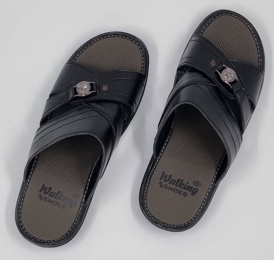Hitman Schoenen Walking Slippers Heren Licht Gewicht Heren Slippers met een Zacht Voetbed Zwart