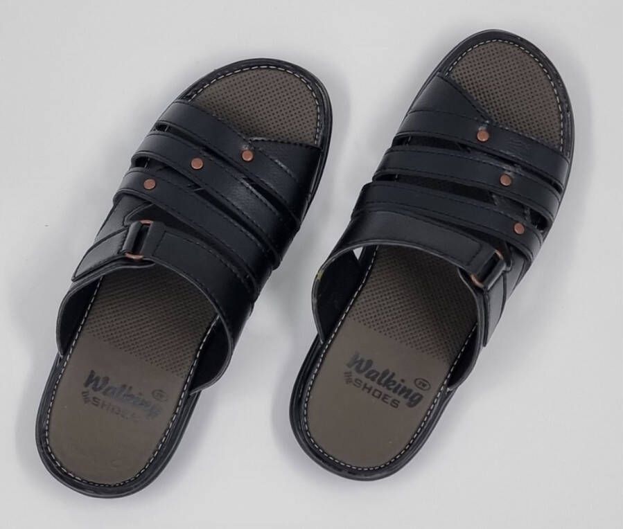 Hitman Schoenen Walking Slippers Heren Licht Gewicht Heren Slippers met een Zacht Voetbed Zwart