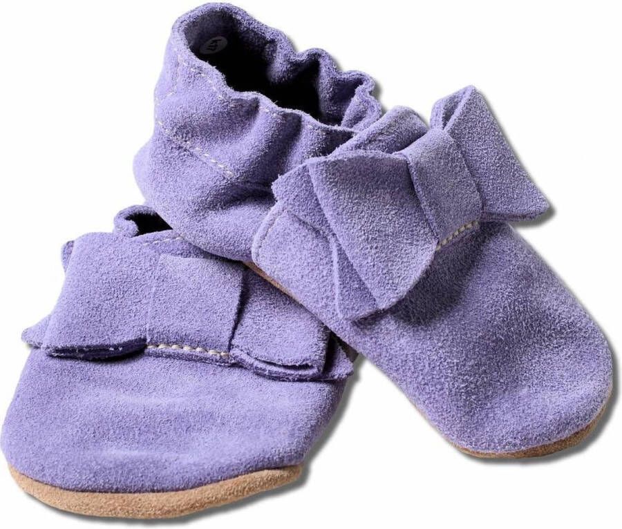 Hobea Babyslofjes paars suede met strik - Foto 5