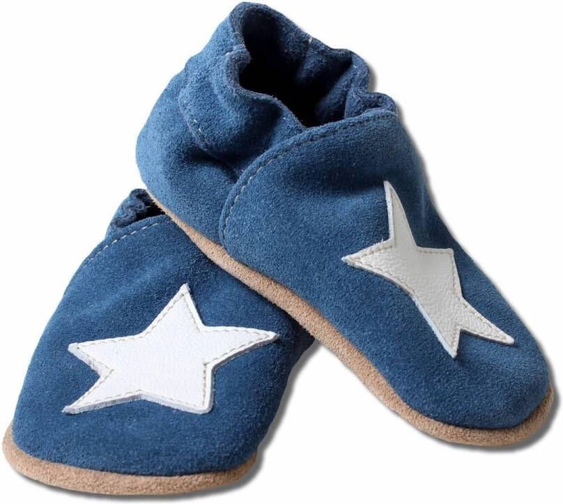 Hobea Babyslofjes suede blauw met witte ster