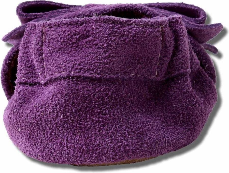 Hobea babyslofjes suede donker paars met strik