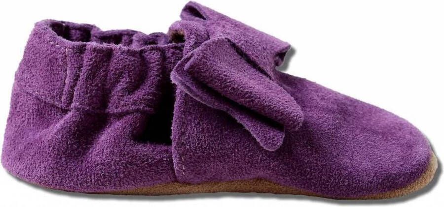 Hobea babyslofjes suede donker paars met strik