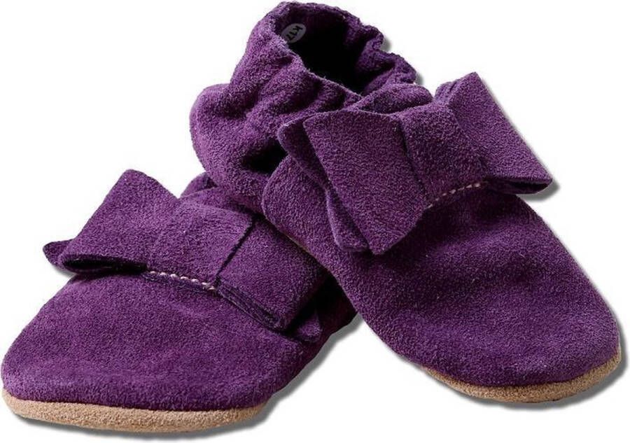 Hobea babyslofjes suede donker paars met strik