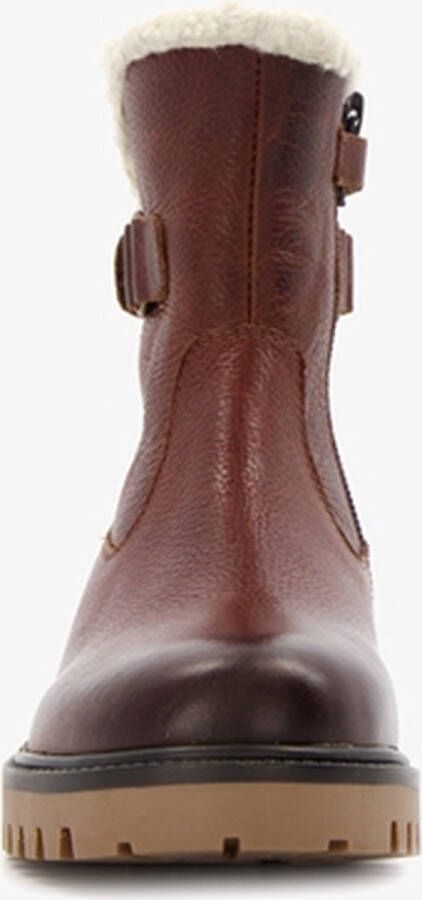 Hush Puppies gevoerde leren meisjes enkellaarsjes Cognac Schoenen