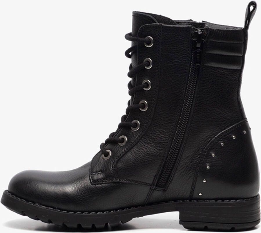 Hush Puppies leren meisjes veterboots Zwart