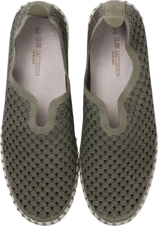 Ilse Jacobsen Instappers Dames Instapschoenen Damesschoenen Canvas Tulip 3275 Groen