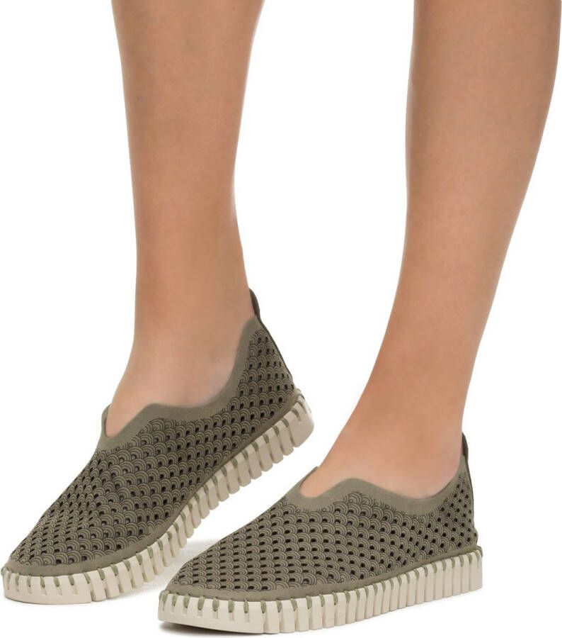 Ilse Jacobsen Instappers Dames Instapschoenen Damesschoenen Canvas Tulip 3275 Groen