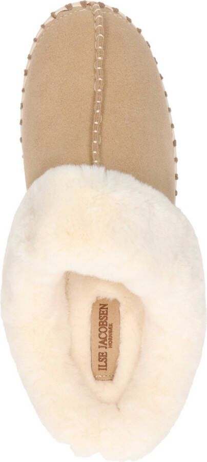 Ilse Jacobsen Pantoffels Dames Sloffen Instappers Suède Harde zool Open hiel Tulip 3871 Beige
