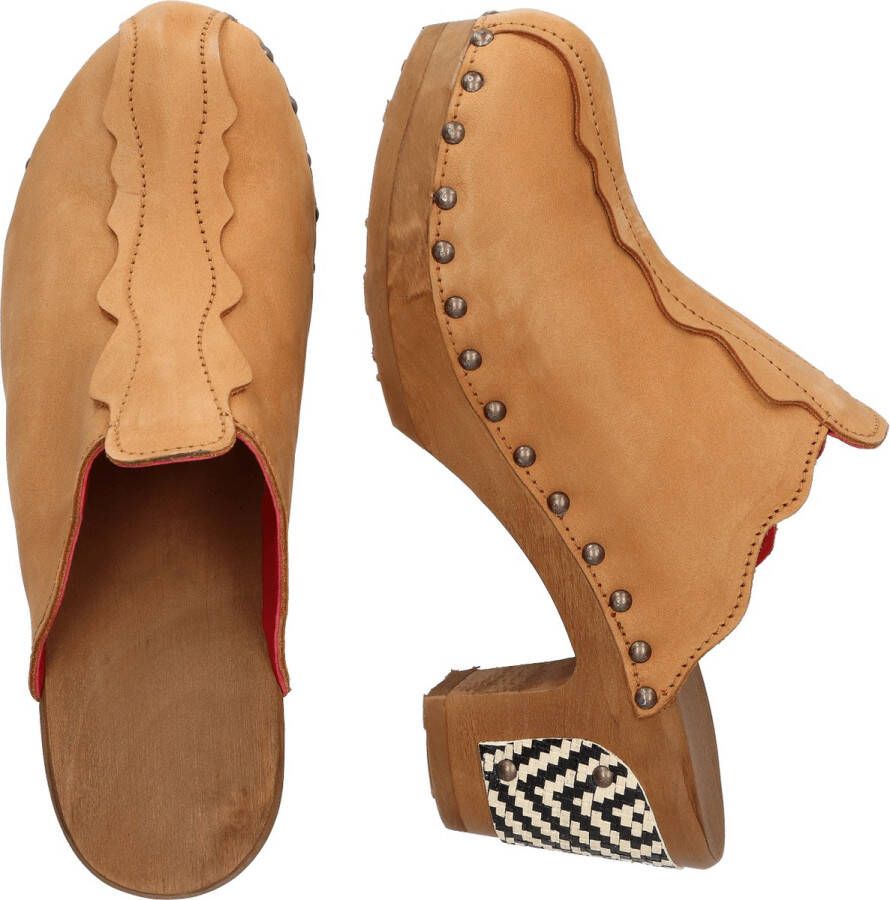 Jan Jansen Knock On Wood Dames Clogs Cuoio Bruin Nubuck JJ27.cuoio