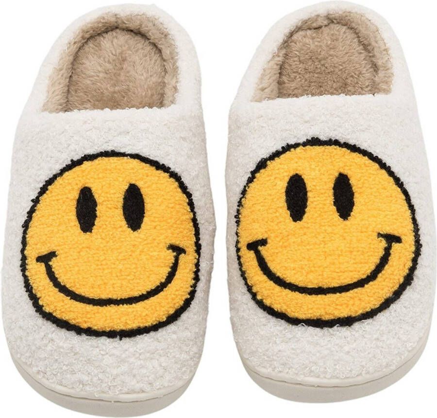 JAXY Smiley Slippers Smiley Pantoffels Smiley Sloffen Pantoffels Dames en Heren Sloffen Dames en Heren Wit