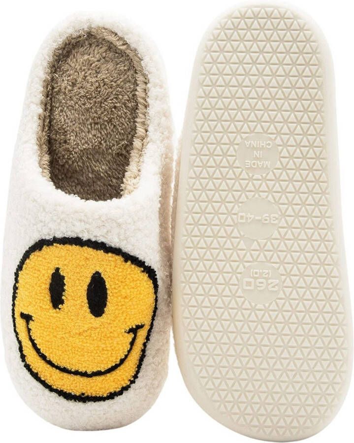 JAXY Smiley Slippers Smiley Pantoffels Smiley Sloffen Pantoffels Dames en Heren Sloffen Dames en Heren Wit