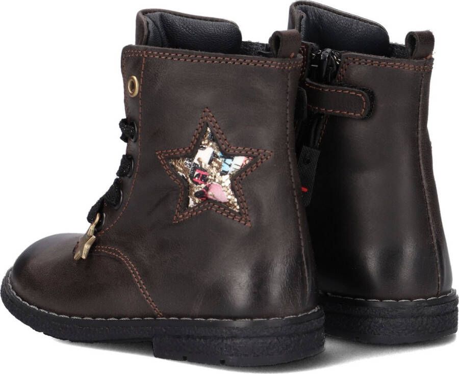 Jochie & Freaks Jf-21170 Veterboots Laarzen Met Veters Meisjes Zwart