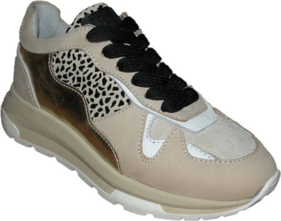 Jochie & Freaks Lole Lage sneakers Leren Sneaker Meisjes Kids Beige