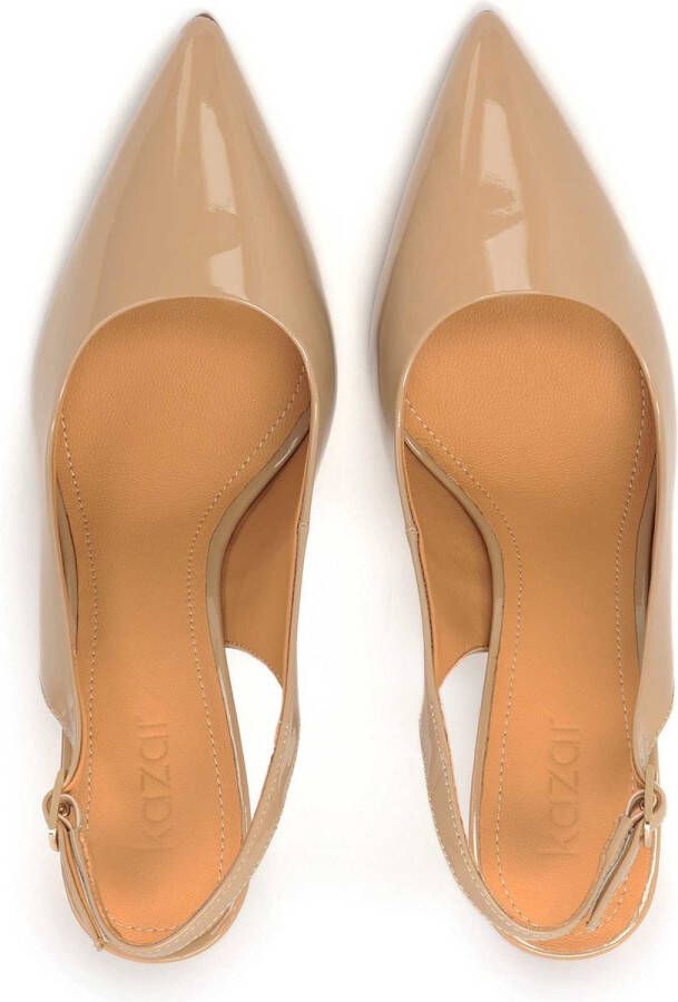 Kazar Beige lacquered pumps with open heel