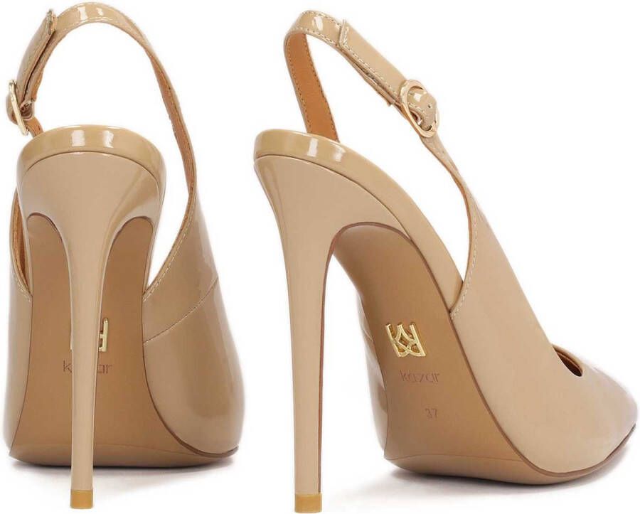 Kazar Beige lacquered pumps with open heel