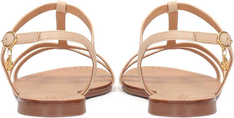 Kazar Beige leather ankle-strap ballerinas