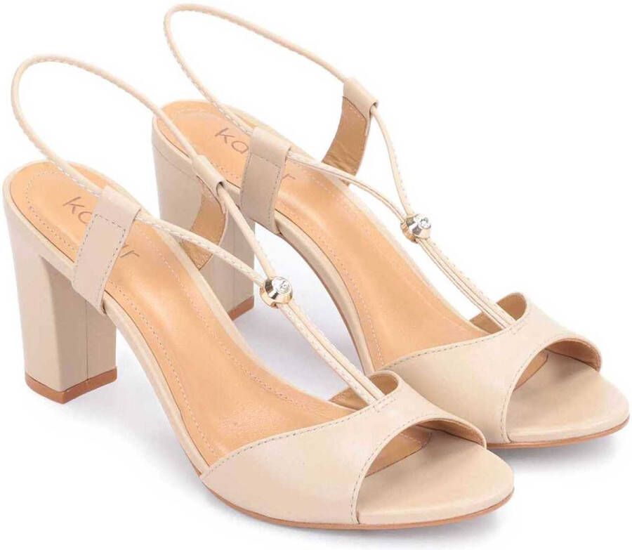 Kazar Beige lederen sandalen met een metalen stop - Foto 3