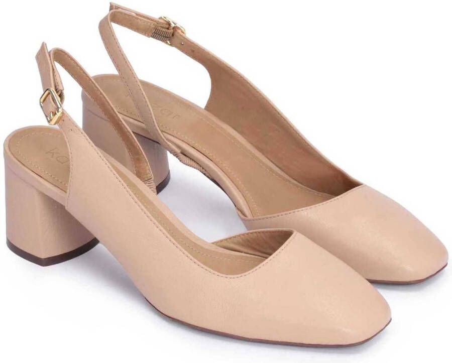 Kazar beige leren pumps met onbedekte hak en een volle teen