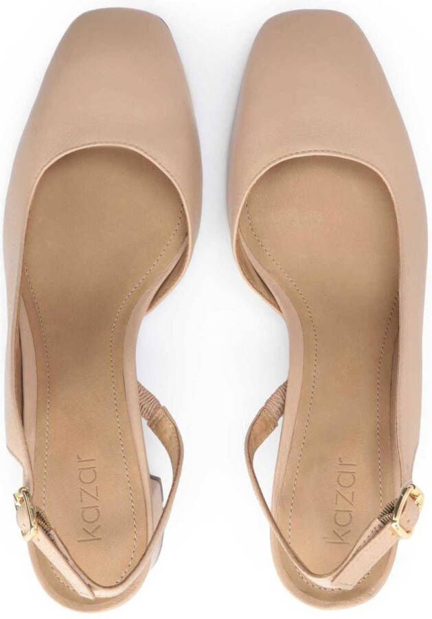 Kazar beige leren pumps met onbedekte hak en een volle teen