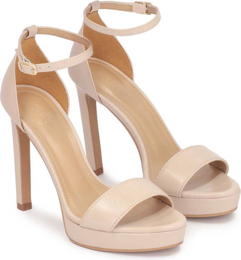 Kazar Beige leren stiletto sandalen met plateau