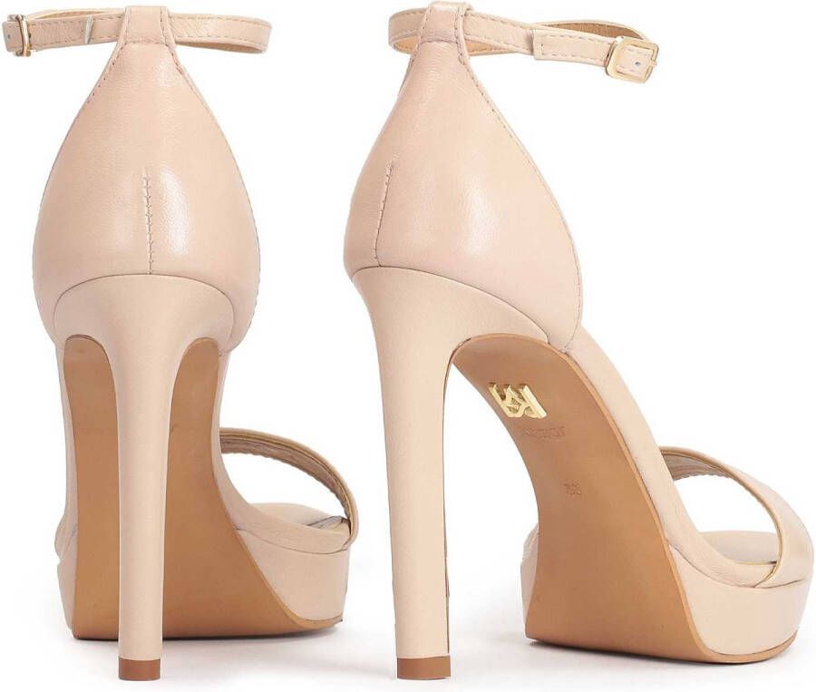 Kazar Beige leren stiletto sandalen met plateau