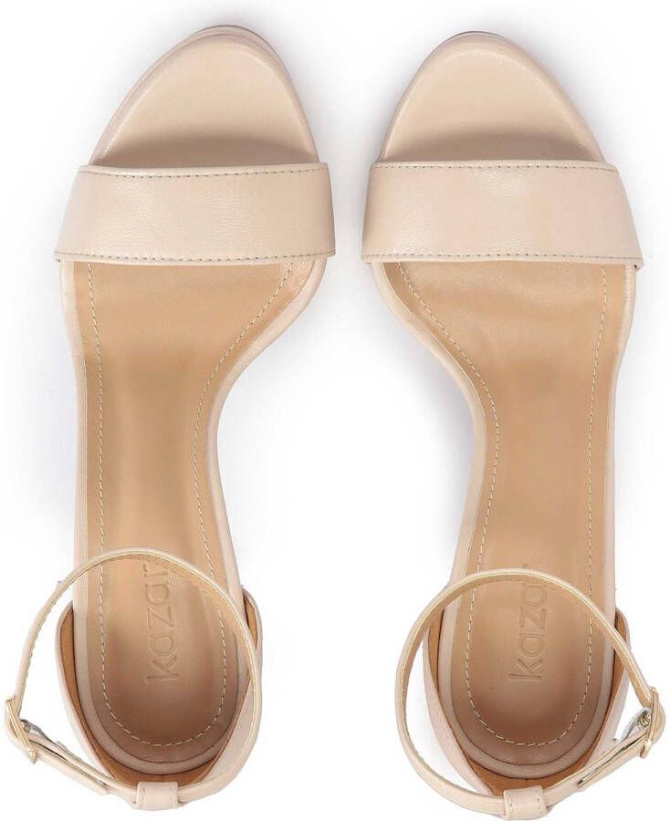 Kazar Beige leren stiletto sandalen met plateau