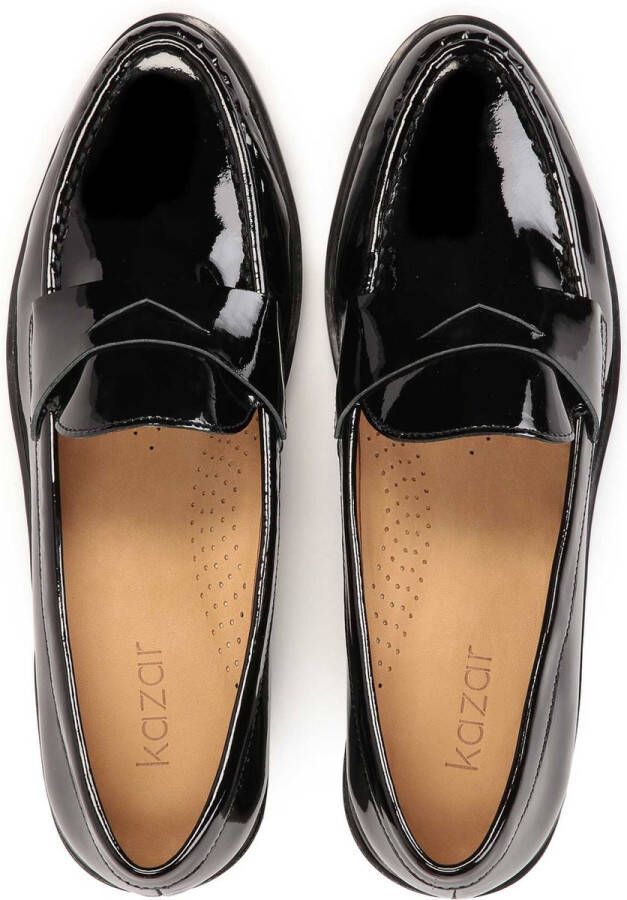 Kazar Black lacquered loafer flat shoes