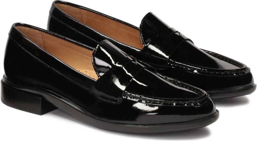 Kazar Black lacquered loafer flat shoes