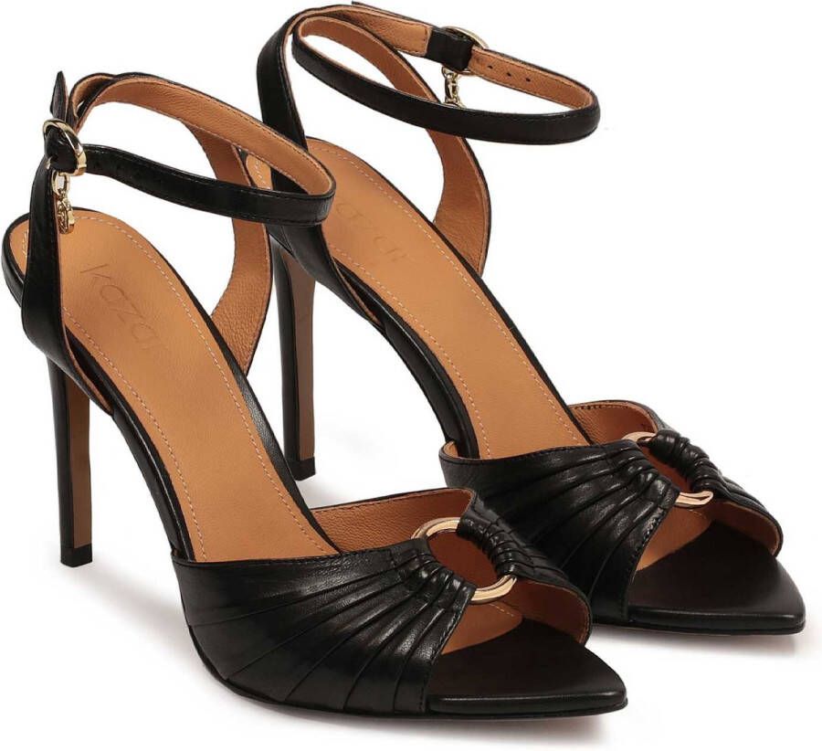 Kazar Black leather pointed-toe sandals