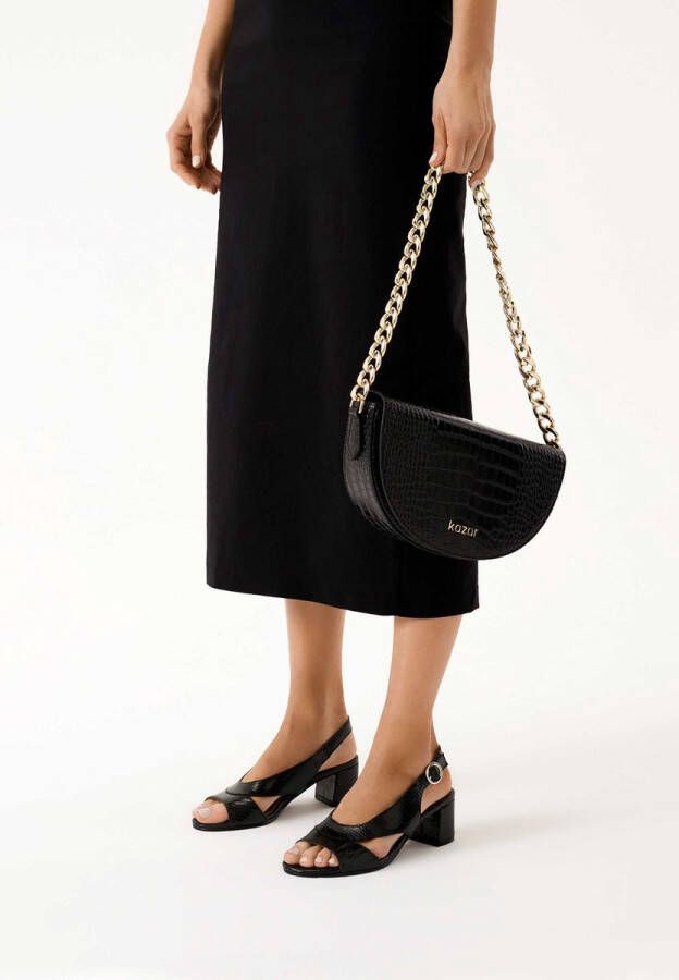 Kazar Black leather sandals on a wide heel