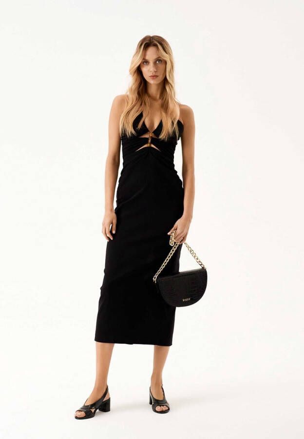 Kazar Black leather sandals on a wide heel