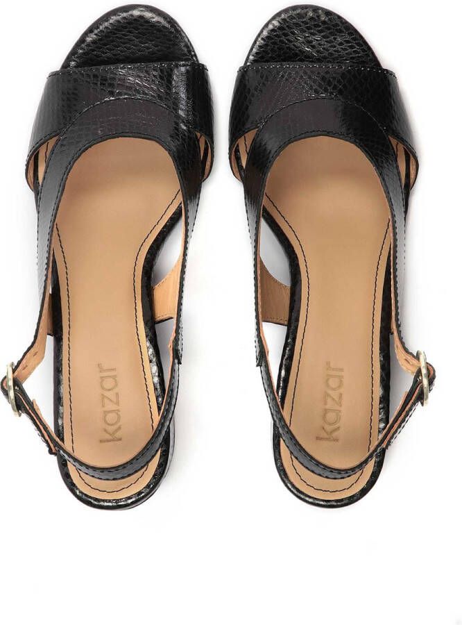Kazar Black leather sandals on a wide heel