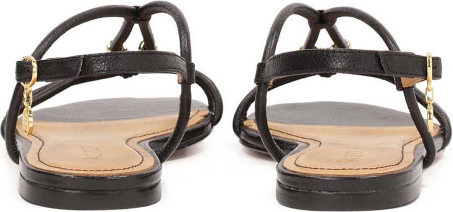 Kazar Black leather sandals with jewelry embellishment