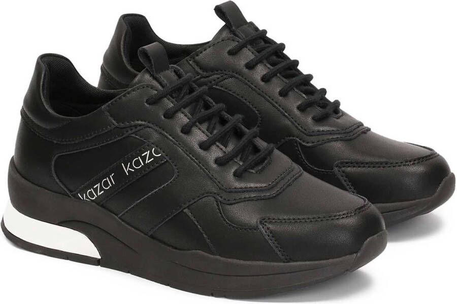 Kazar Black leather sneakers embellished with logos