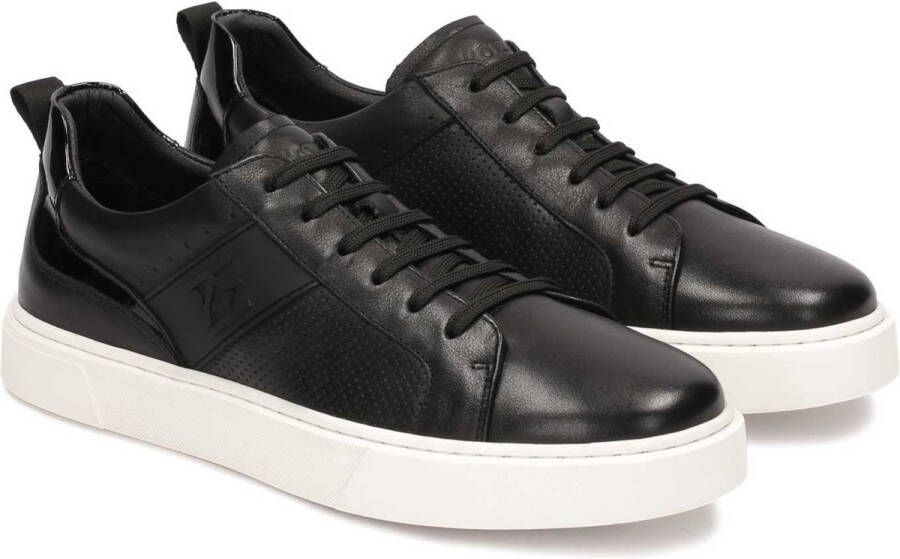 Kazar Black leather sneakers on a white sole