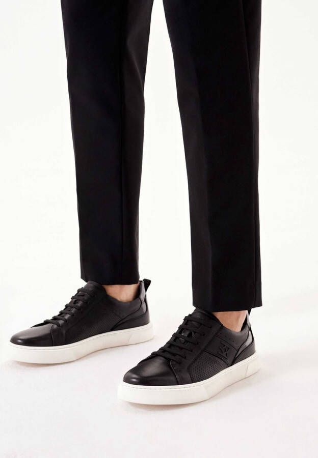 Kazar Black leather sneakers on a white sole