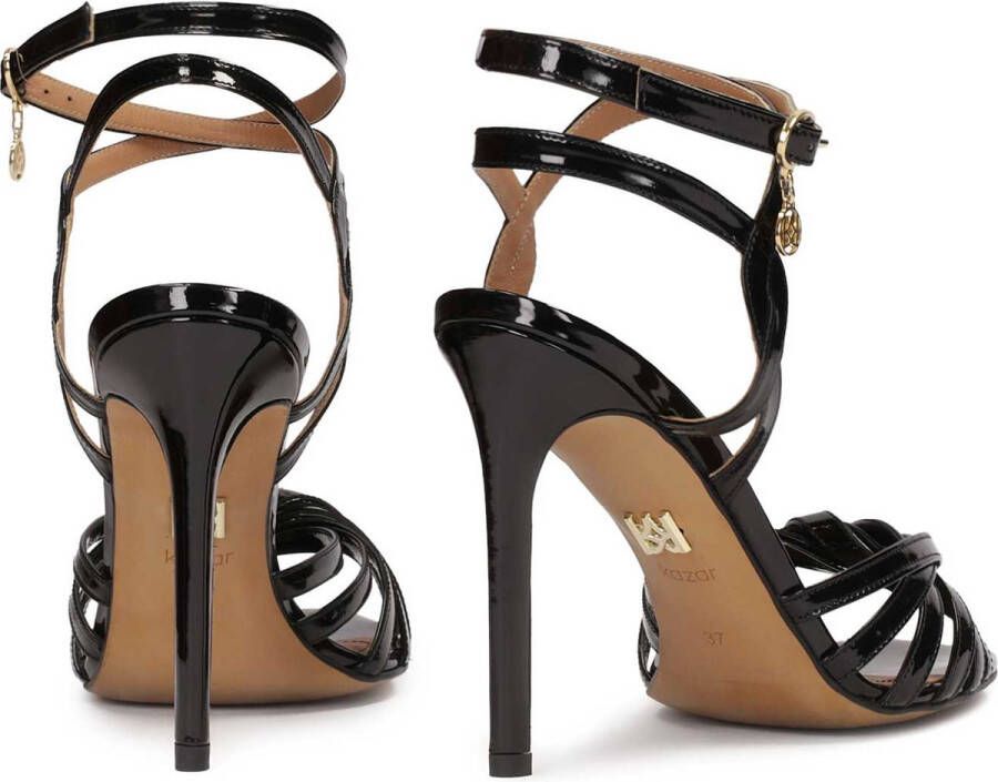 Kazar Black patent sandals with delicate straps