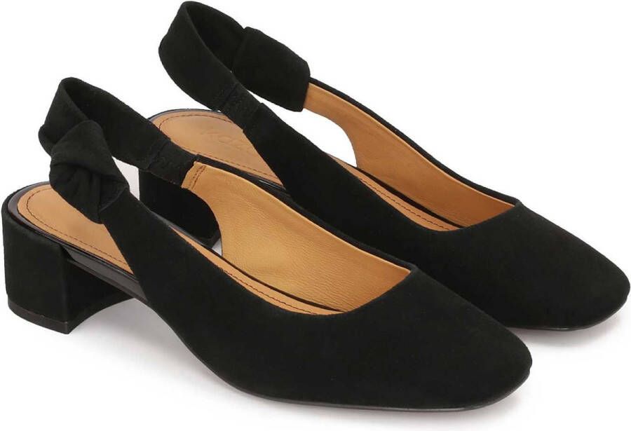 Kazar Black pumps with open heel and low stilettos