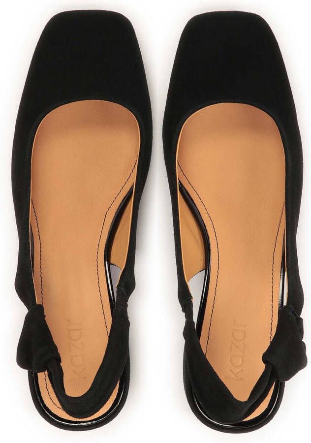 Kazar Black pumps with open heel and low stilettos