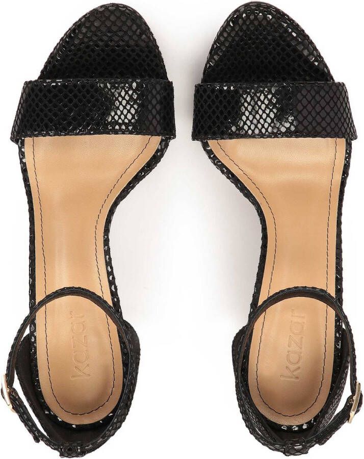 Kazar Black sandals on an embossed leather platform