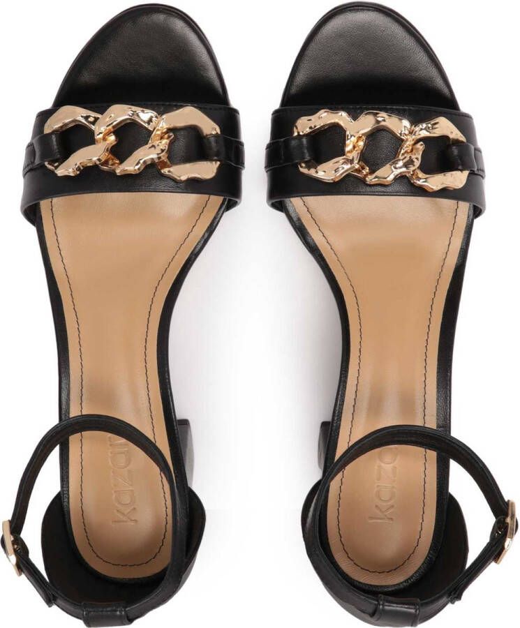 Kazar Black sandals on heels decorated with jewellery