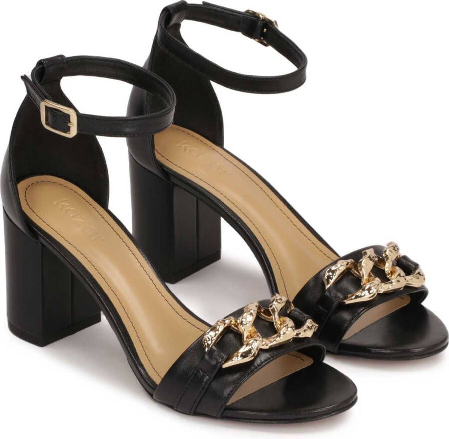 Kazar Black sandals on heels decorated with jewellery